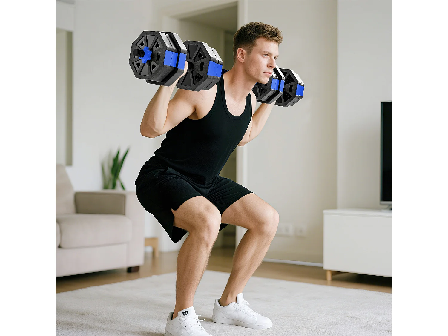 Set pesi palestra 6-1 multifunzione da 20kg totali blu