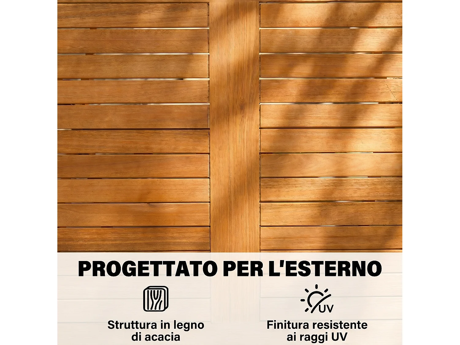 Set da pranzo pieghevole in legno di acacia naturale