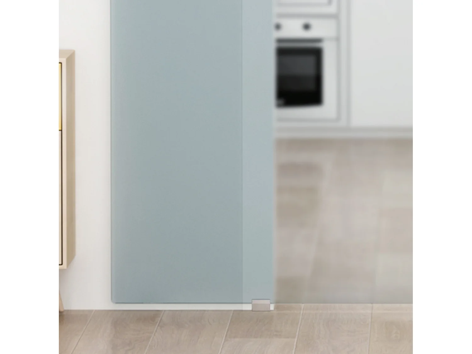 Porta scorrevole con kit di montaggio e binario in vetro smerigliato