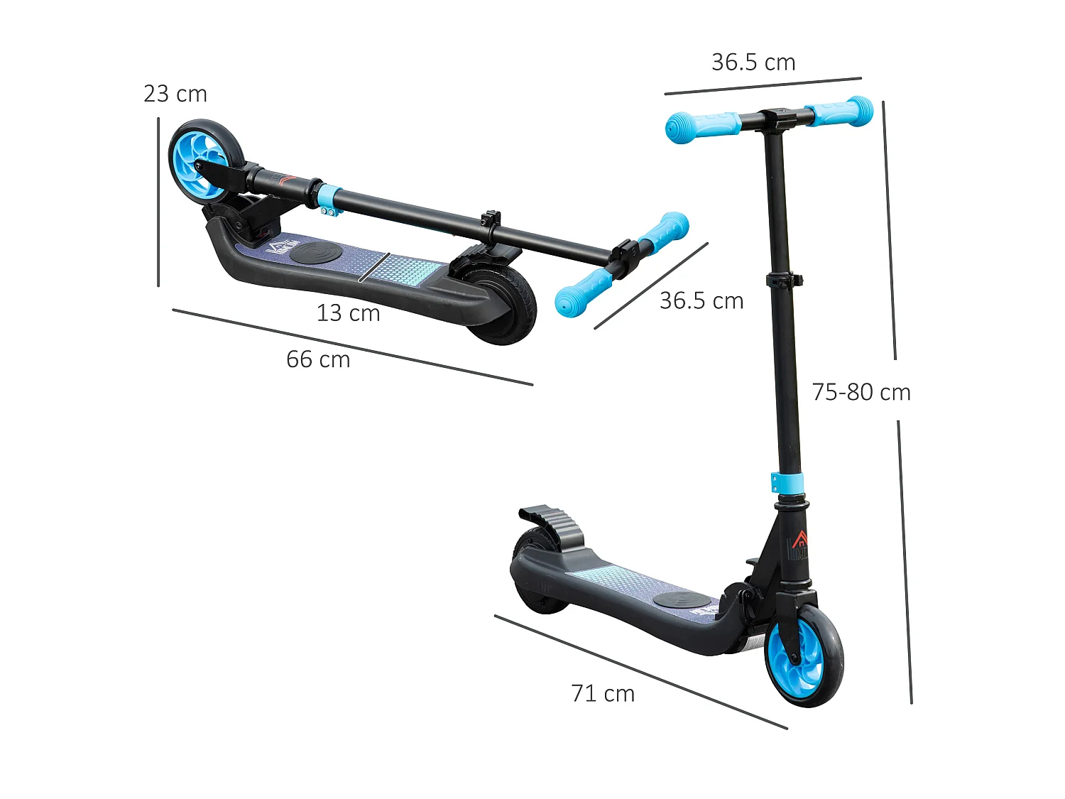 Monopattino elettrico pieghevole per bambini 6+ anni nero e azzurro