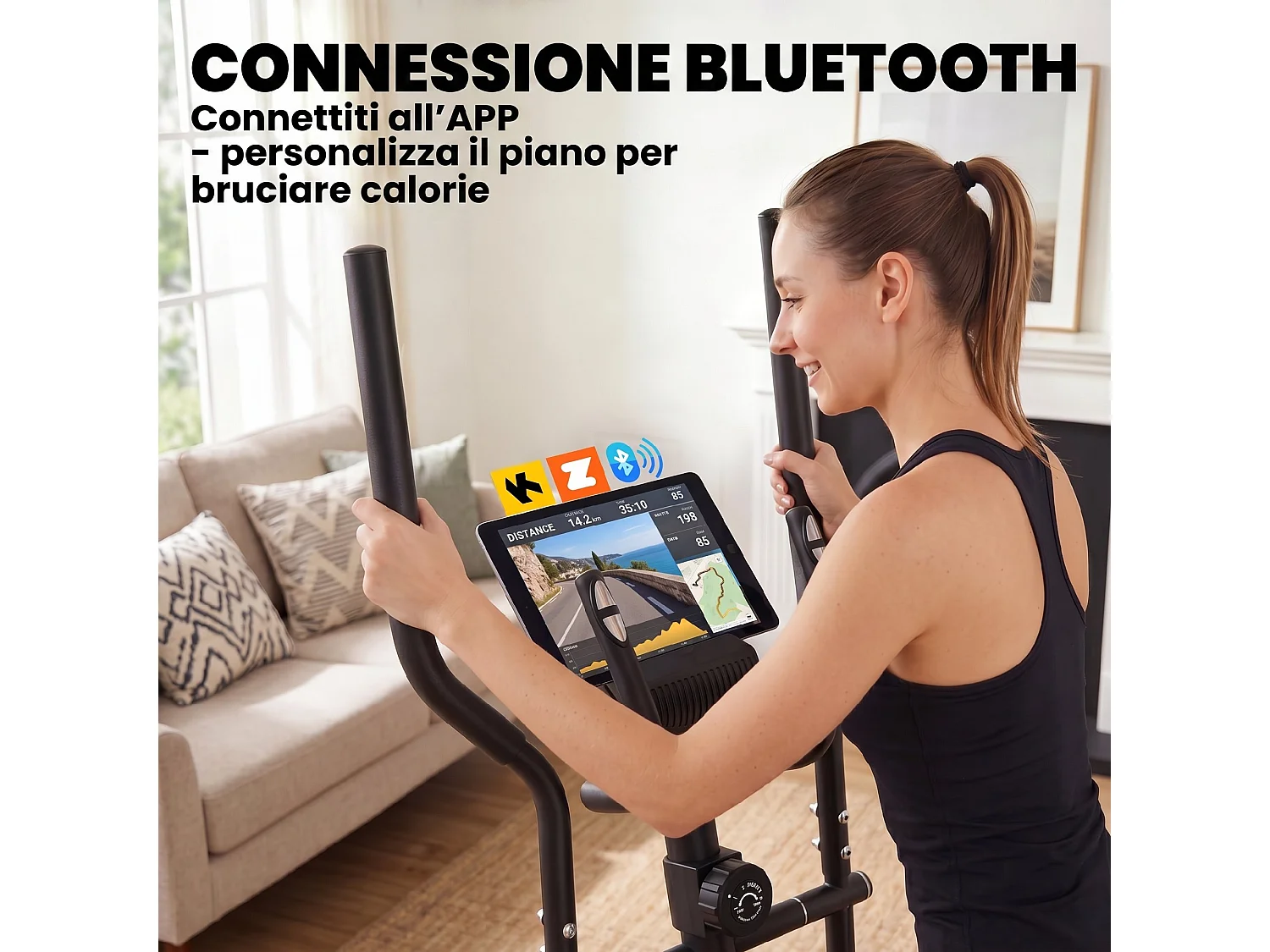 Ellittica per casa con sistema magnetico in acciaio nero