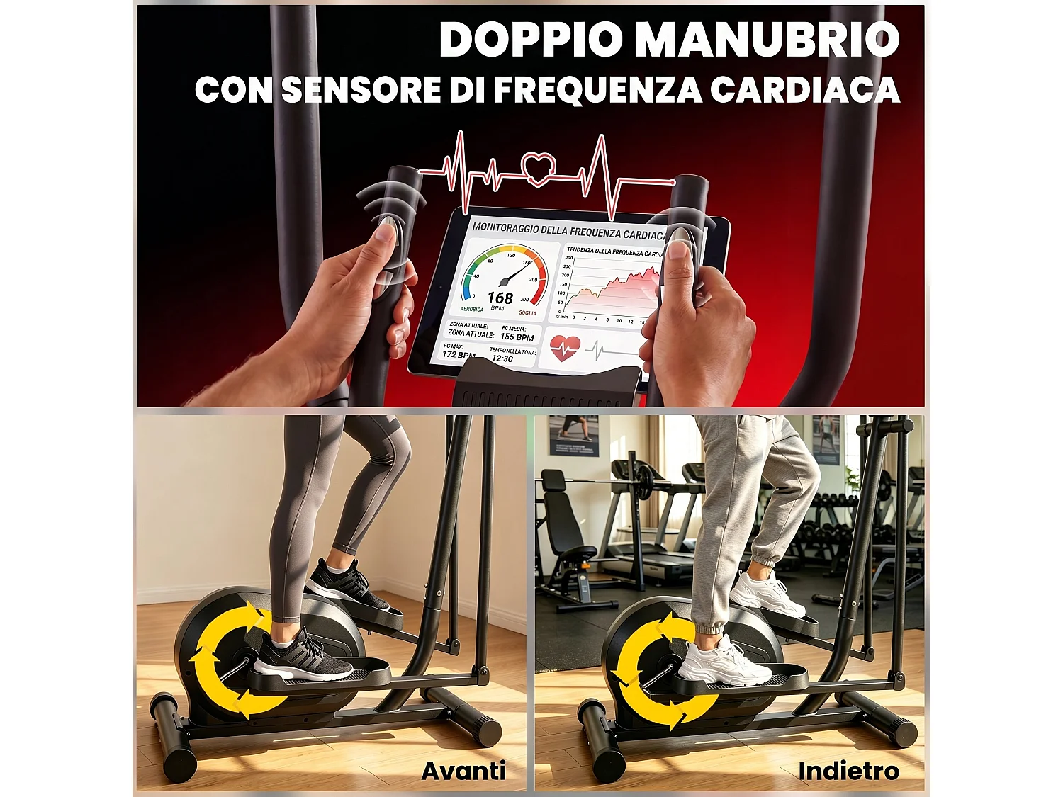 Ellittica per casa con sistema magnetico in acciaio nero