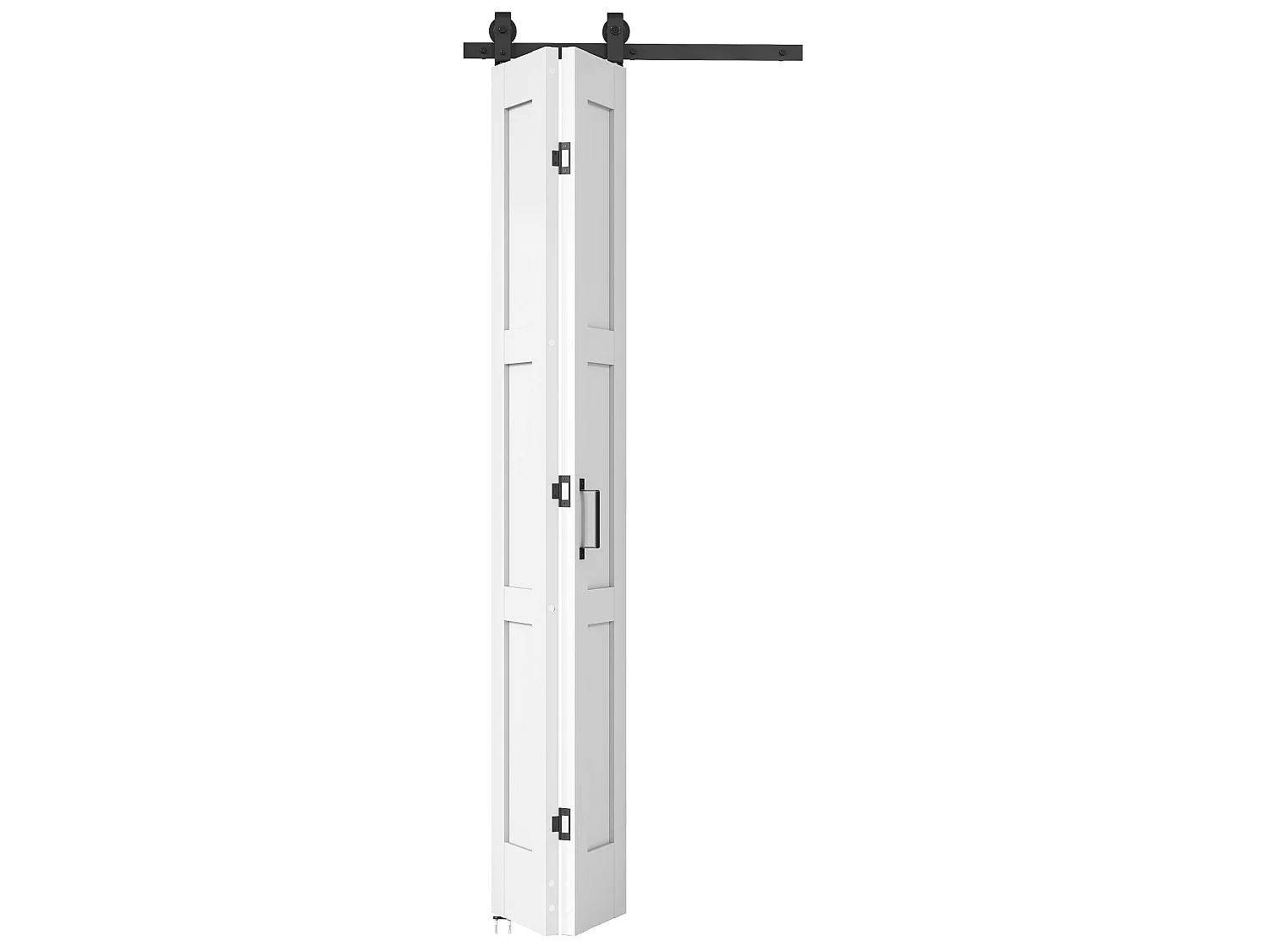 Porta scorrevole pieghevole con binario e maniglia 71x213 cm bianco