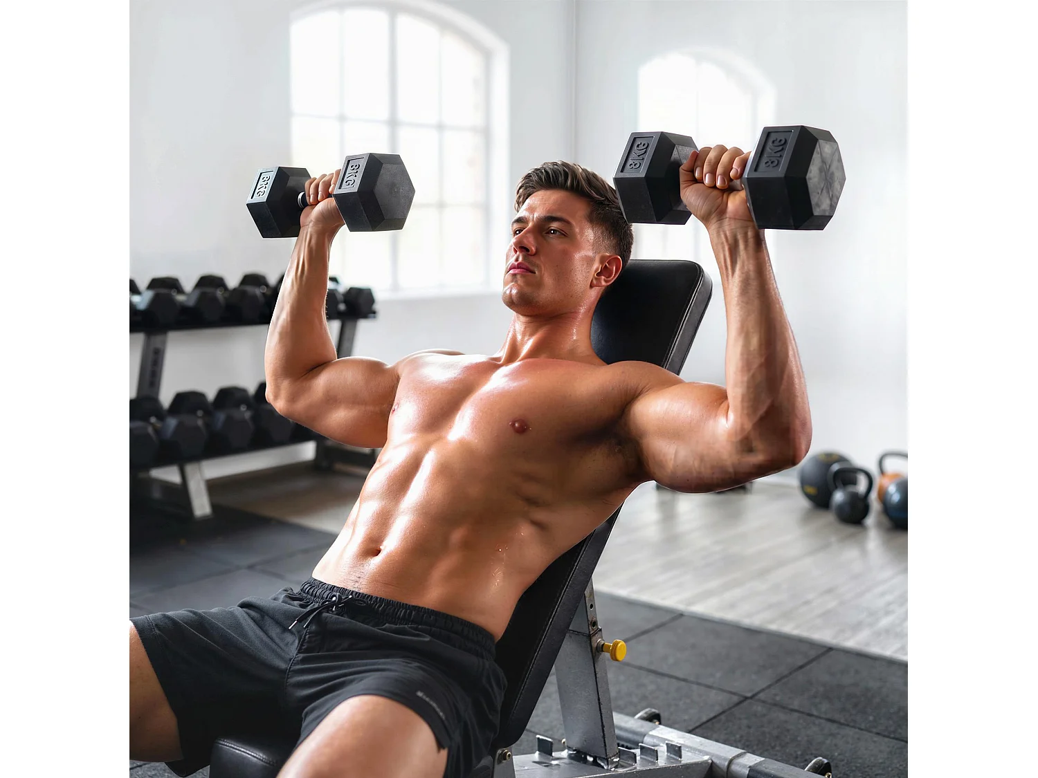 Set di manubri palestra da 2x8 kg esagonale in metallo nero