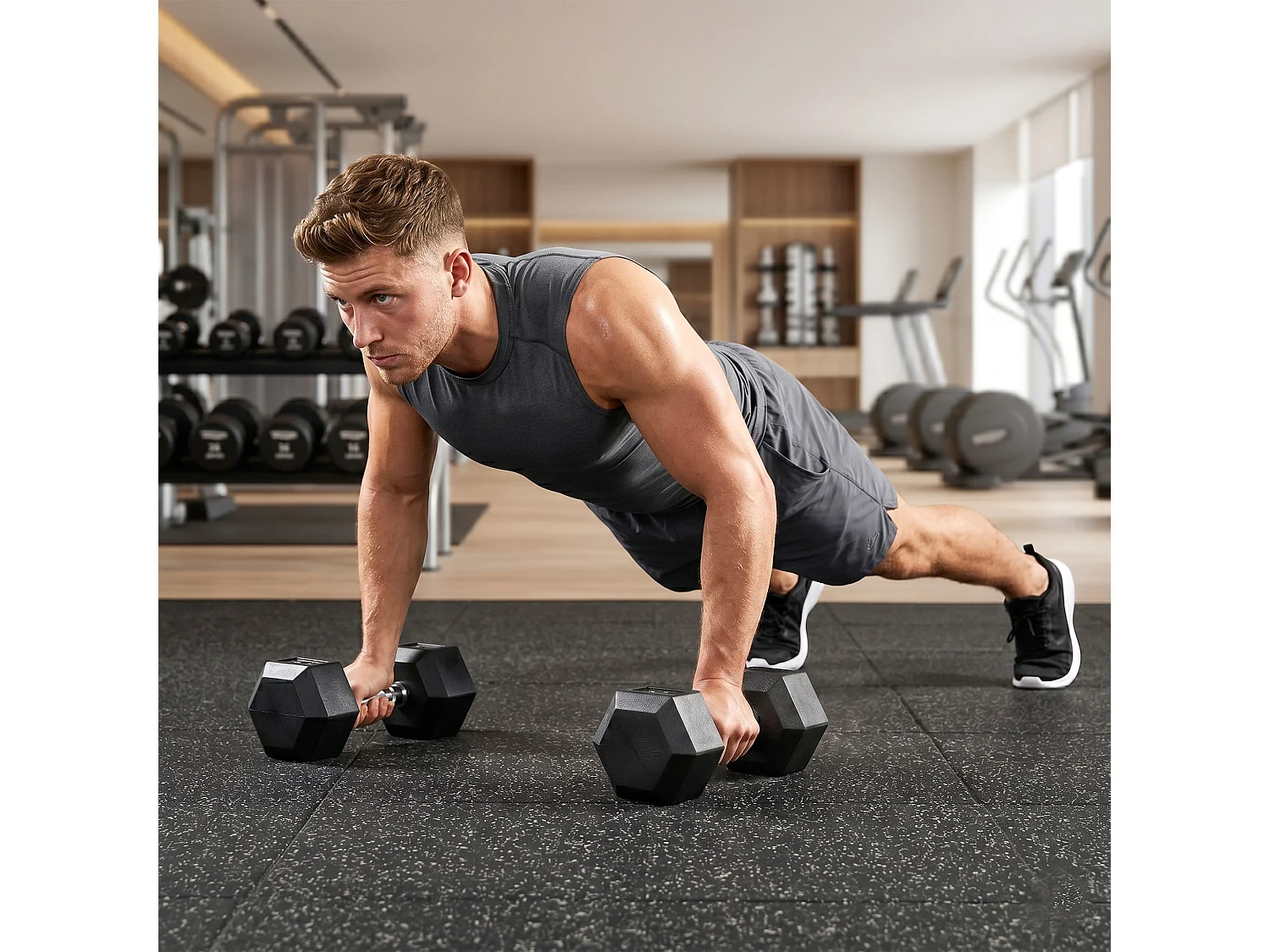 Set di manubri palestra da 2x8 kg esagonale in metallo nero