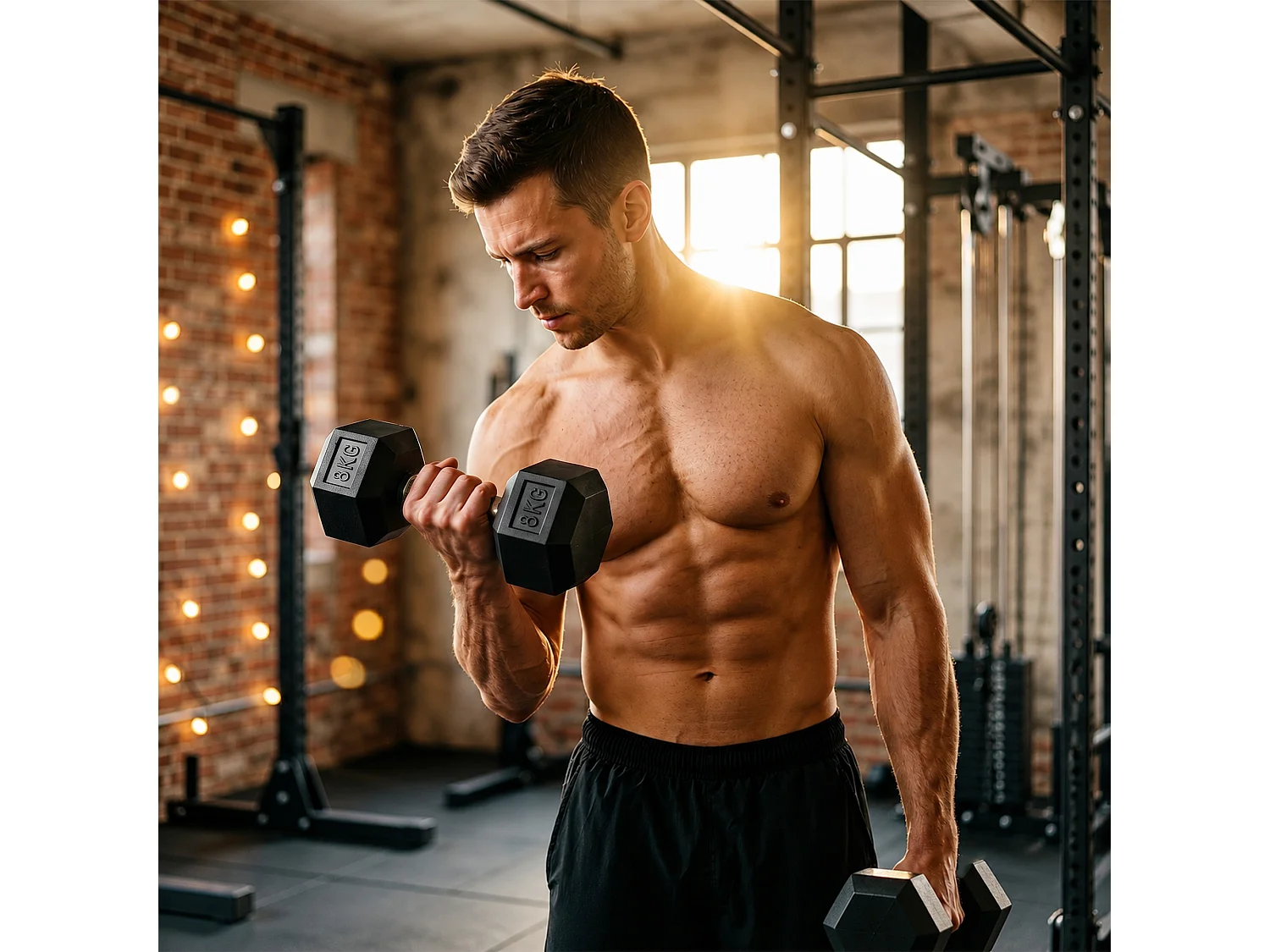 Set di manubri palestra da 2x8 kg esagonale in metallo nero