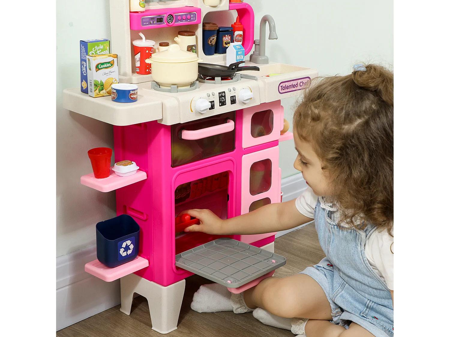 Cucina giocattolo per bambini 3-6 anni con 104 accessori rosa