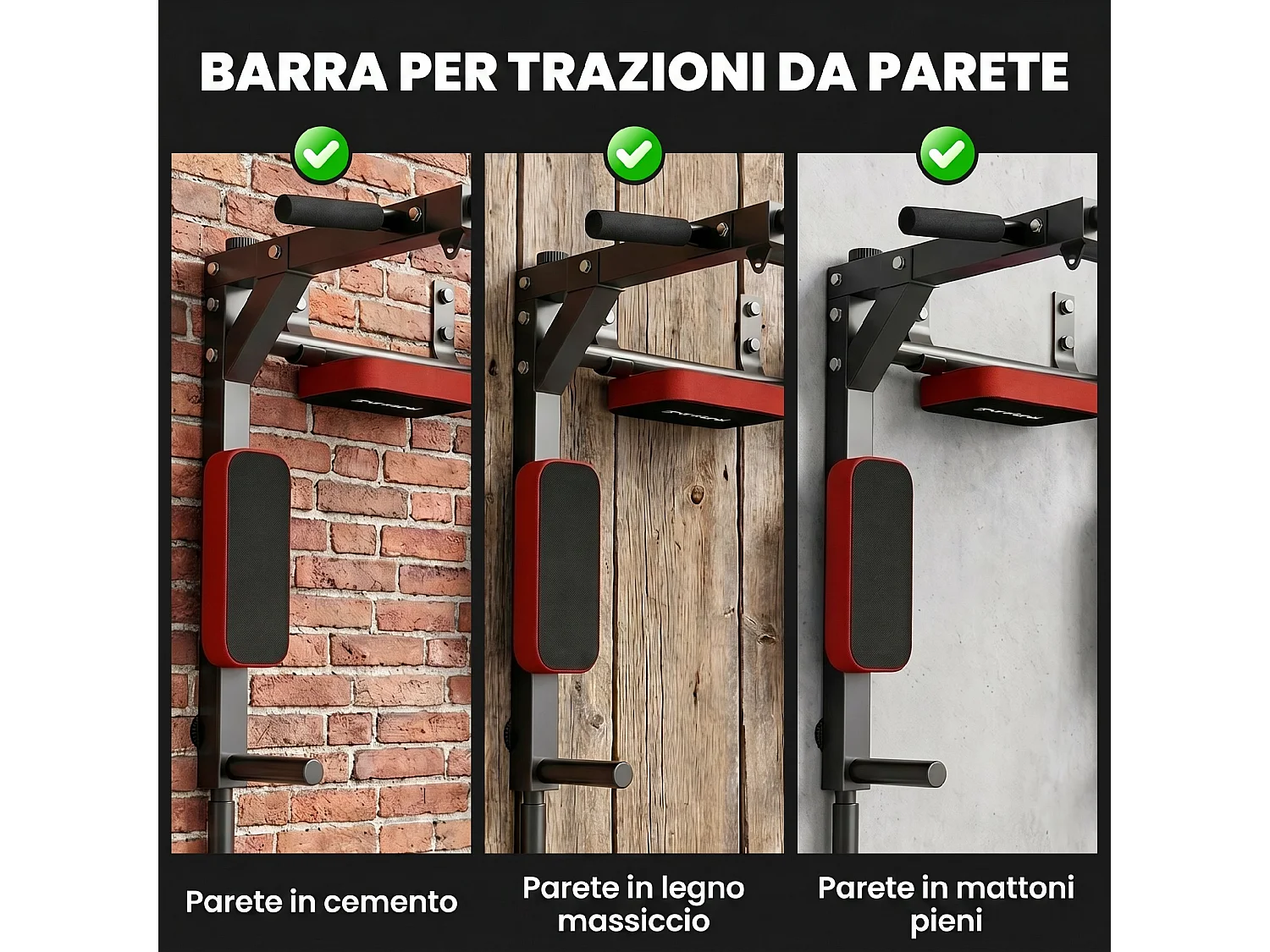 Barra per trazioni 2 in 1 acciaio rossa