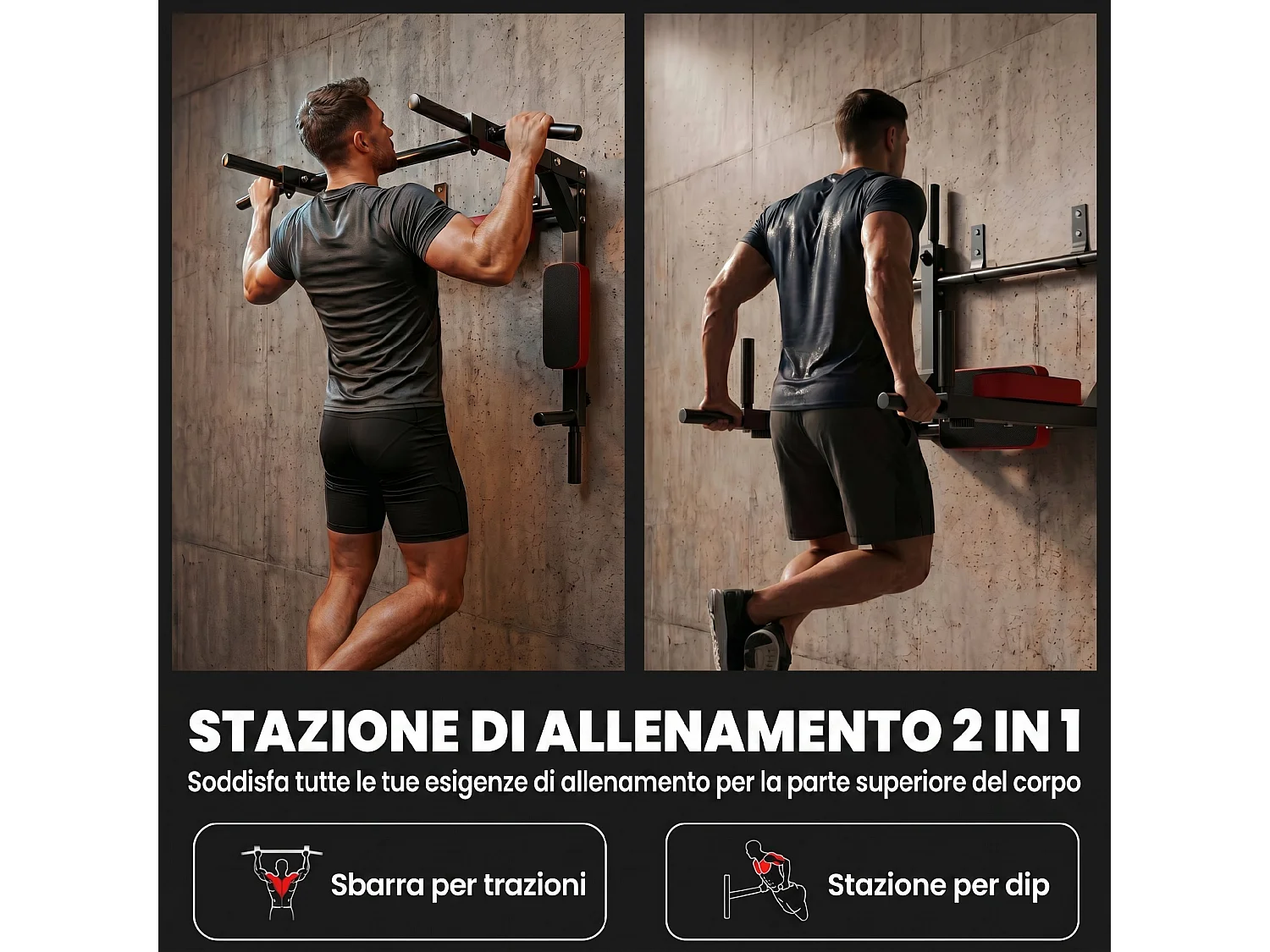 Barra per trazioni 2 in 1 acciaio rossa