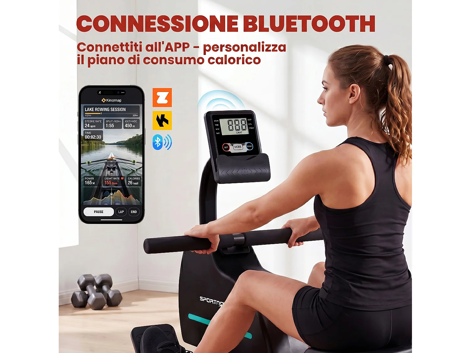 Vogatore magnetico con display lcd in acciaio arancione