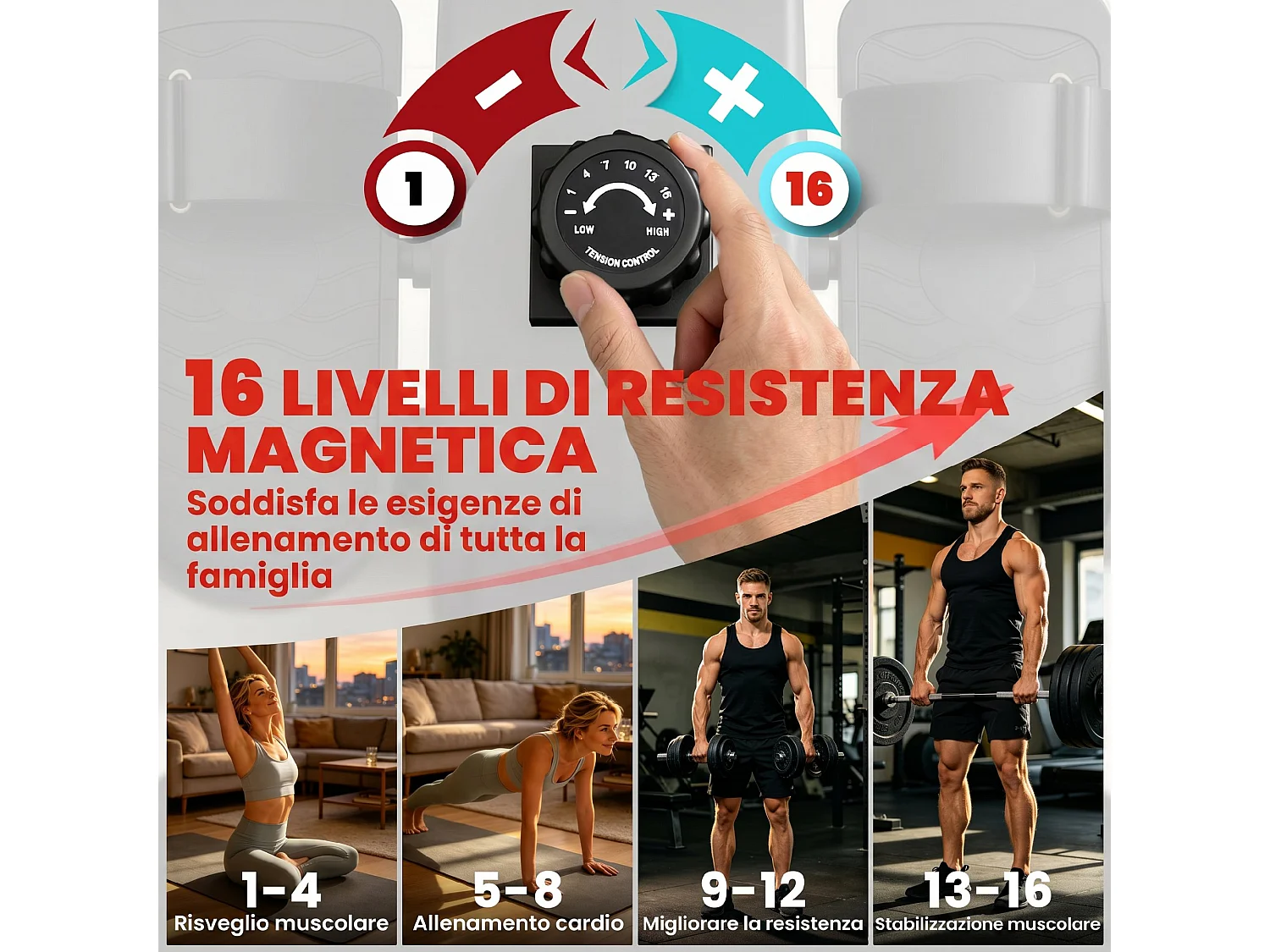 Vogatore magnetico con display lcd in acciaio arancione