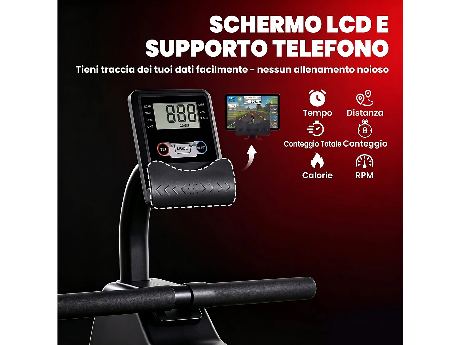 Vogatore magnetico con display lcd in acciaio arancione