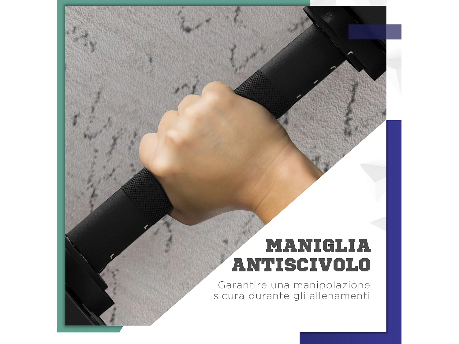 Set 2 in 1 con 2 manubri convertibili in bilanciere da 25kg