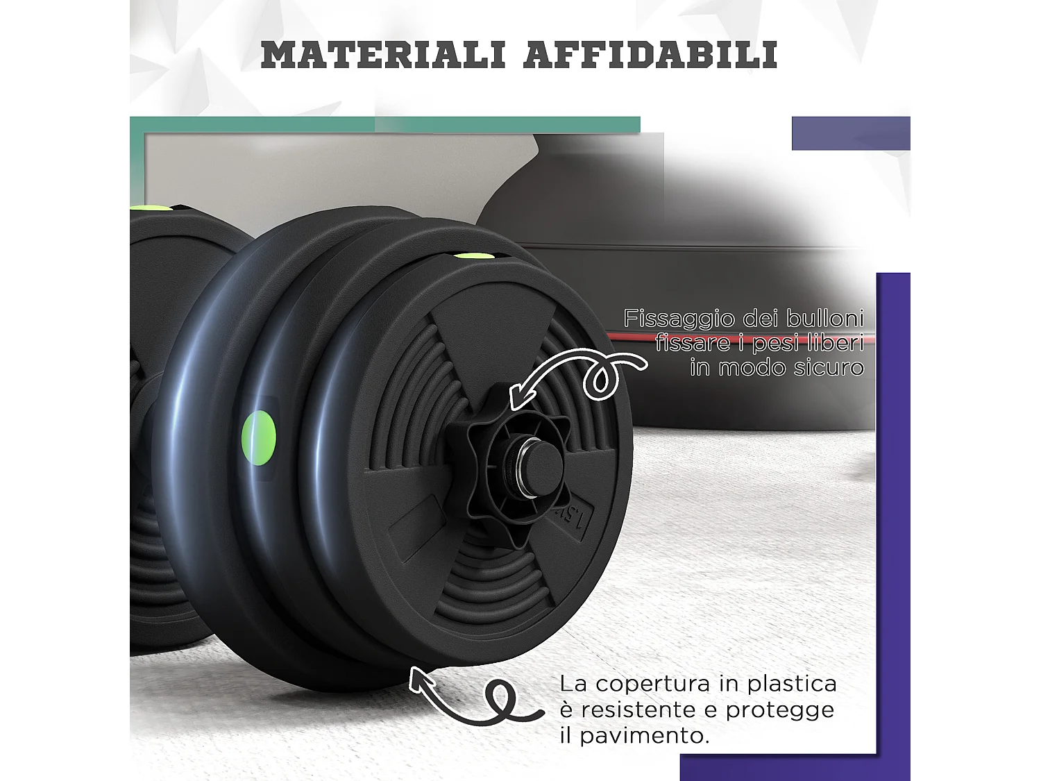 Set 2 in 1 con 2 manubri convertibili in bilanciere da 25kg
