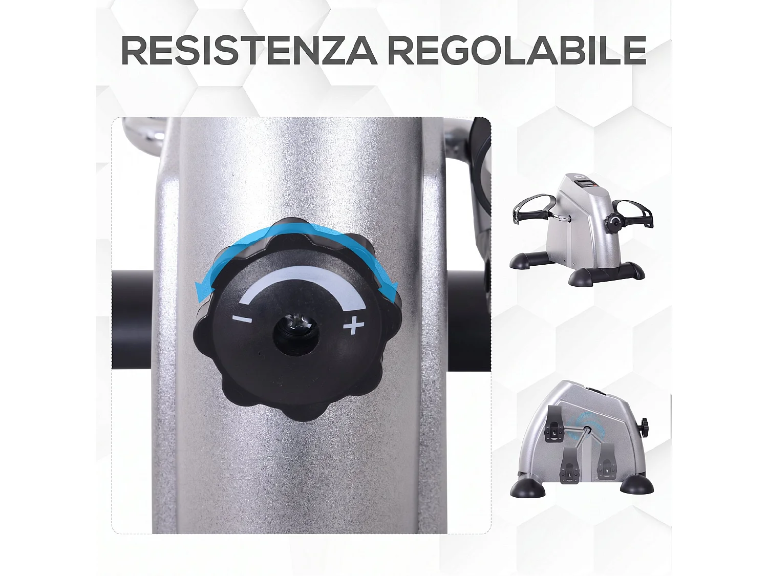 Mini cyclette portatile con schermo lcd per riabilitazione argento