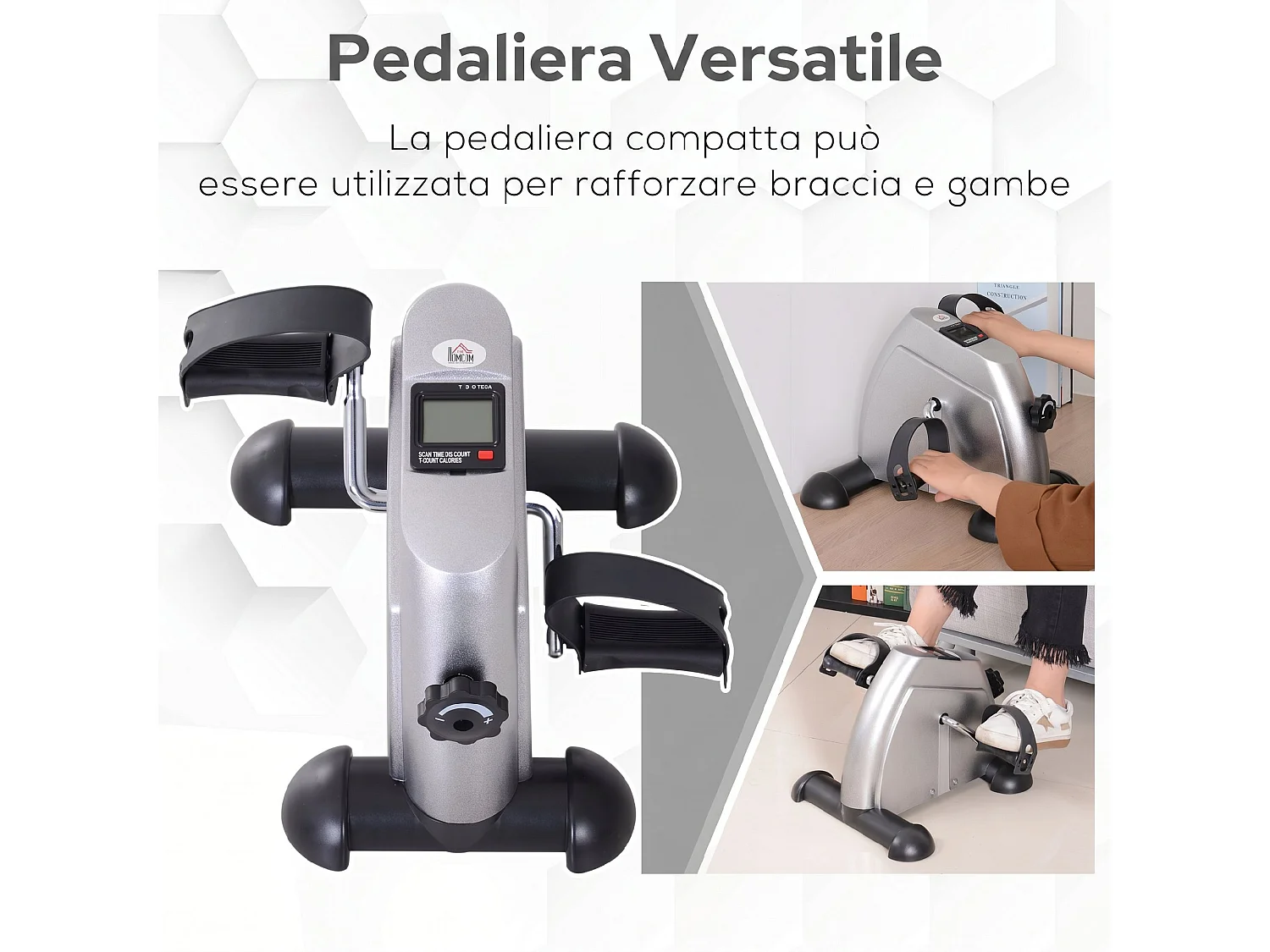 Mini cyclette portatile con schermo lcd per riabilitazione argento