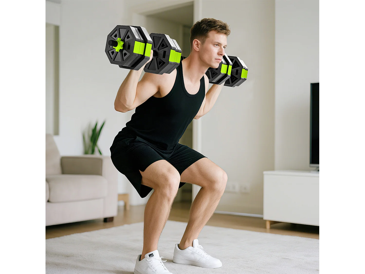 Set pesi palestra 6-1 multifunzione da 20kg totali verde