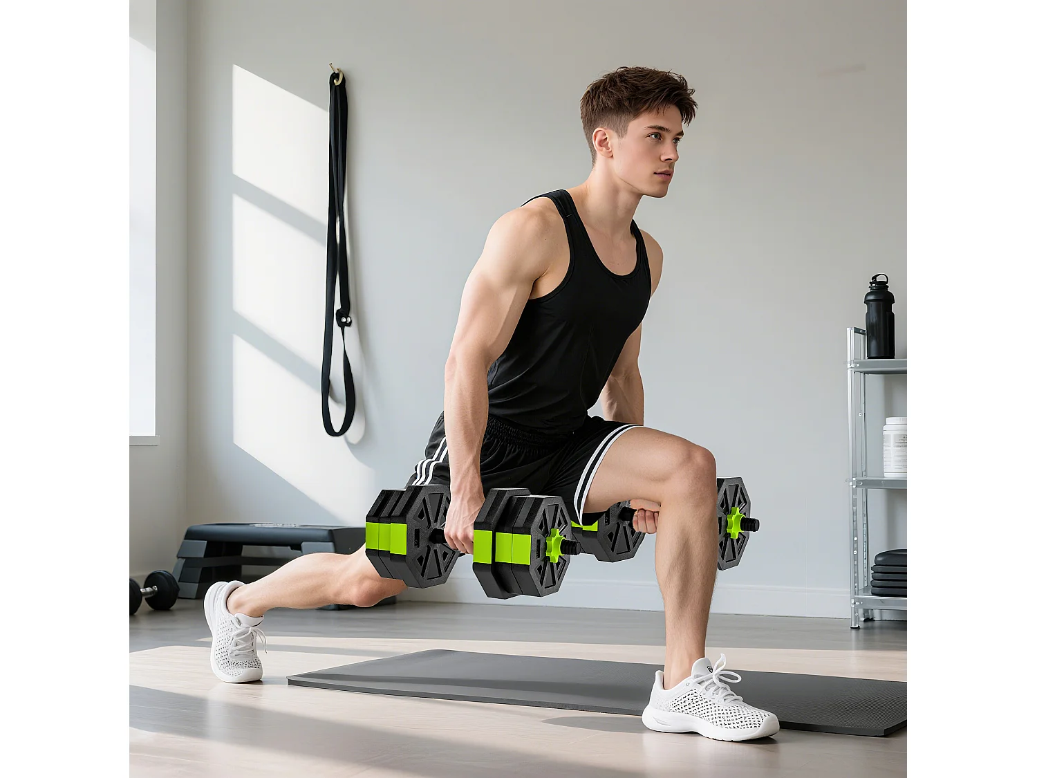 Set pesi palestra 6-1 multifunzione da 20kg totali verde