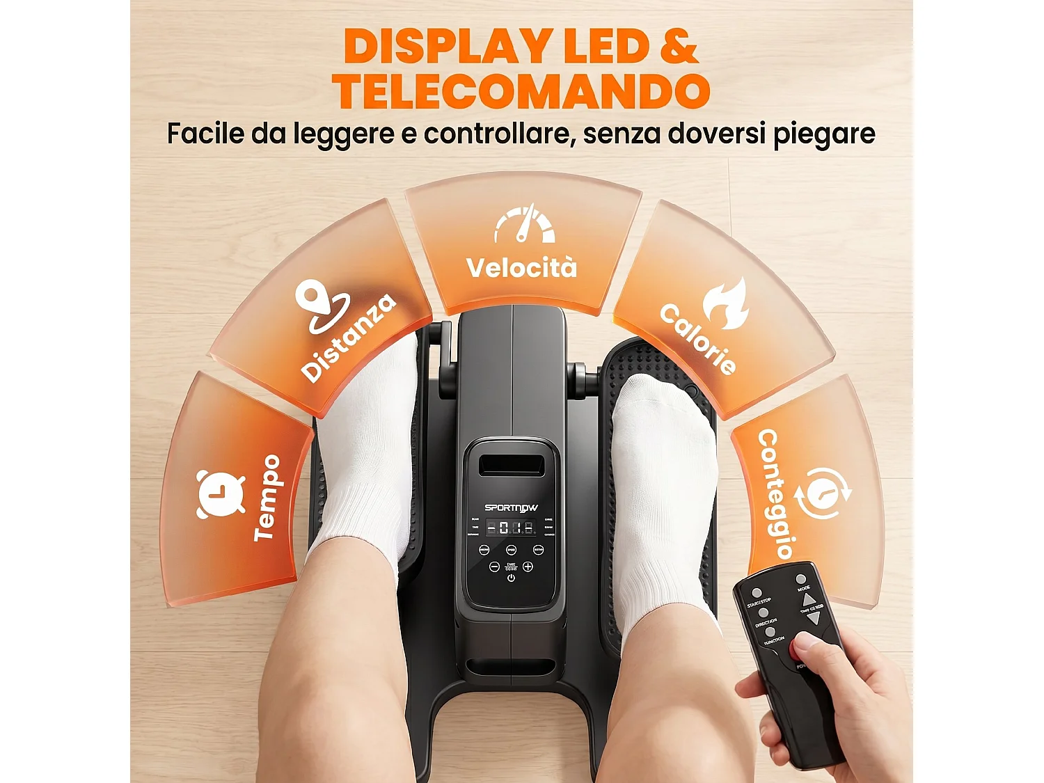 Mini ellittica elettrica con telecomando in plastica nero