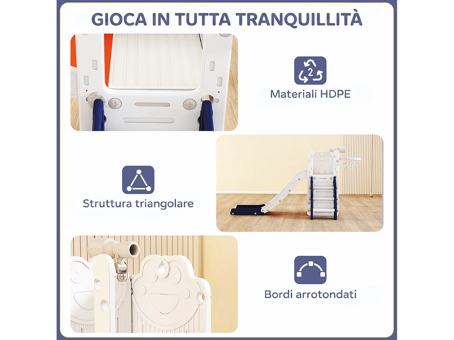 Set scivolo per bambini 1-3 anni con canestro e telescopio blu scuro