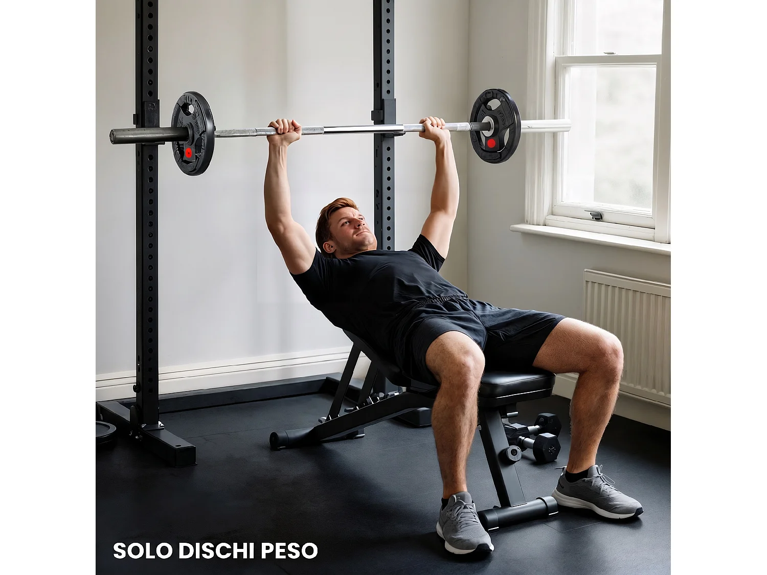 Set di dischi pesi 2x15 kg con foro da 5 cm e 3 impugnature