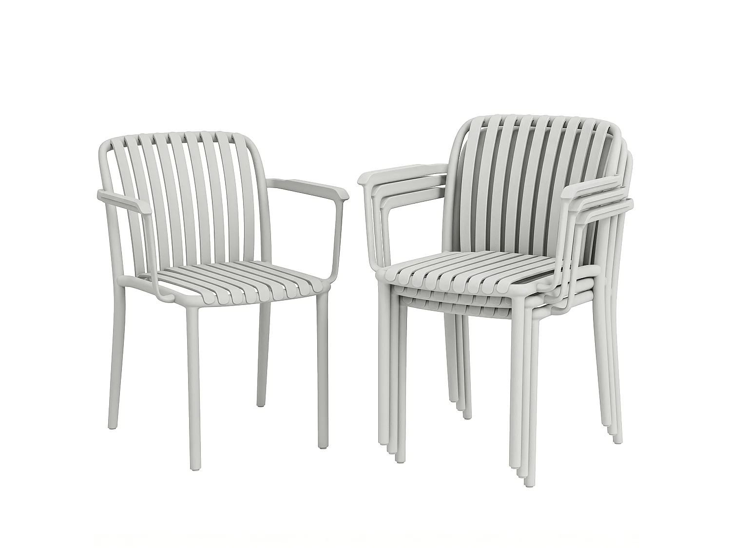 Set di sedie da giardino impilabili in plastica grigio