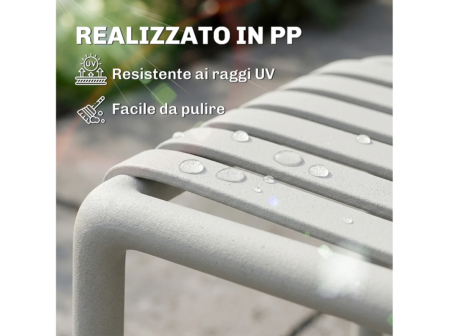 Set di sedie da giardino impilabili in plastica grigio