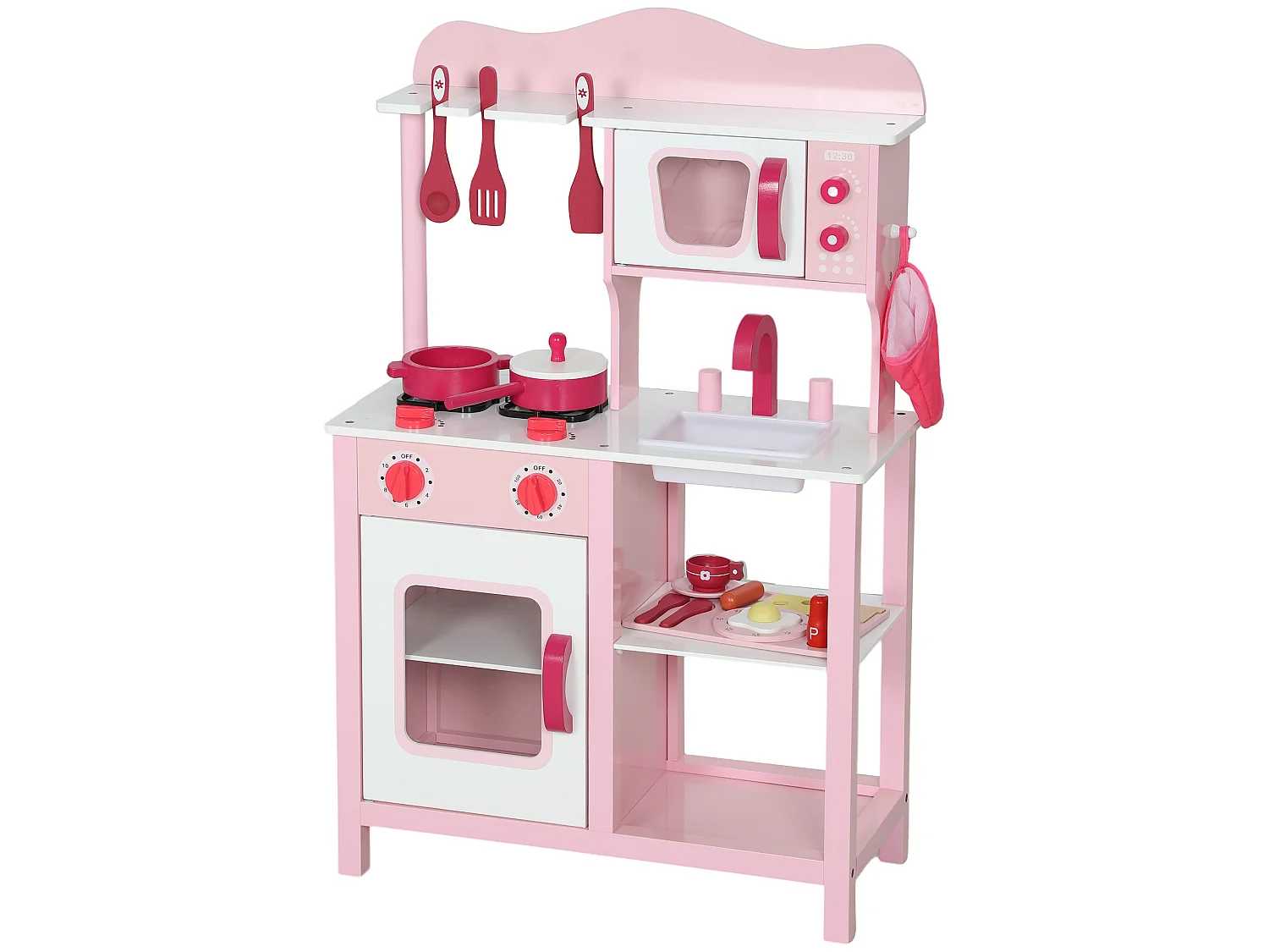 Cucina giocattolo per bambini con microonde, piano cottura e lavandino