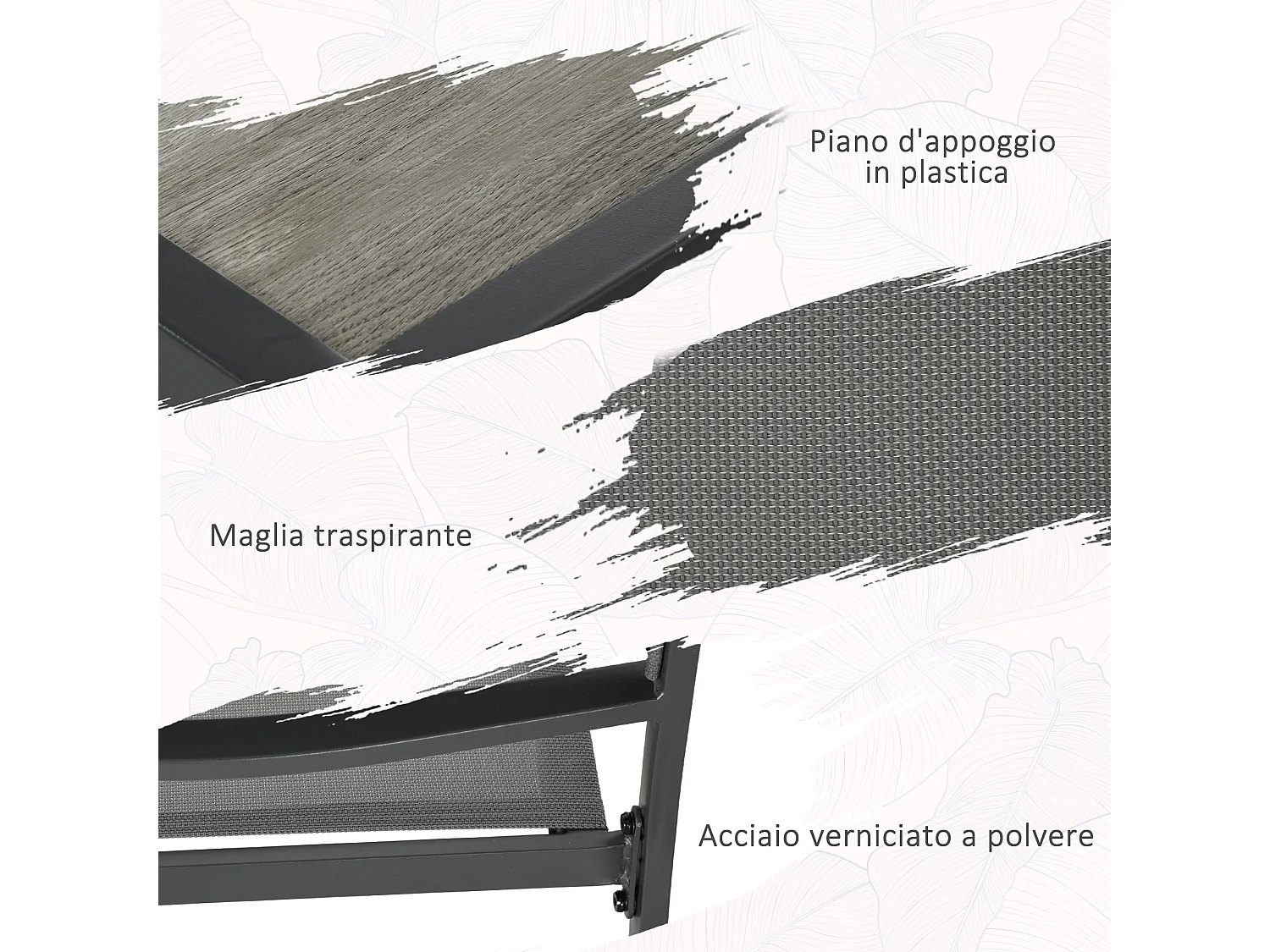 Set da giardino con tavolo e 6 sedie impilabili grigio