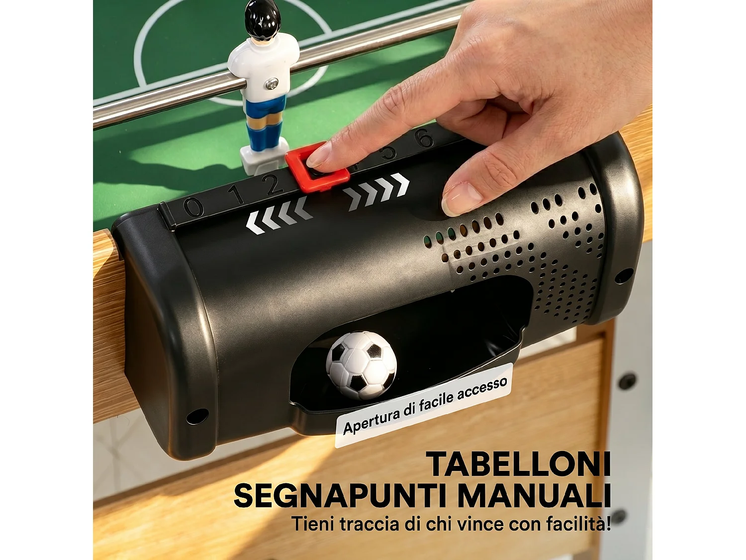 Calcio balilla con 22 giocatori in legno rovere giallo