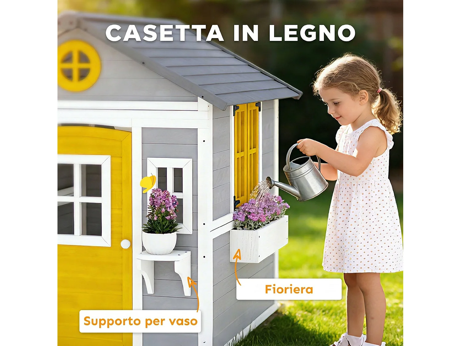 Casetta da esterno per bambini in legno grigio