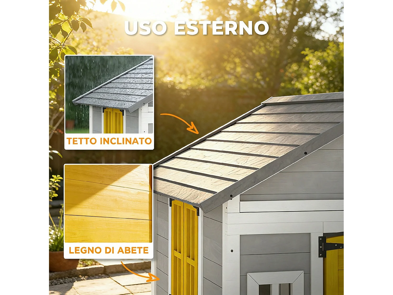 Casetta da esterno per bambini in legno grigio
