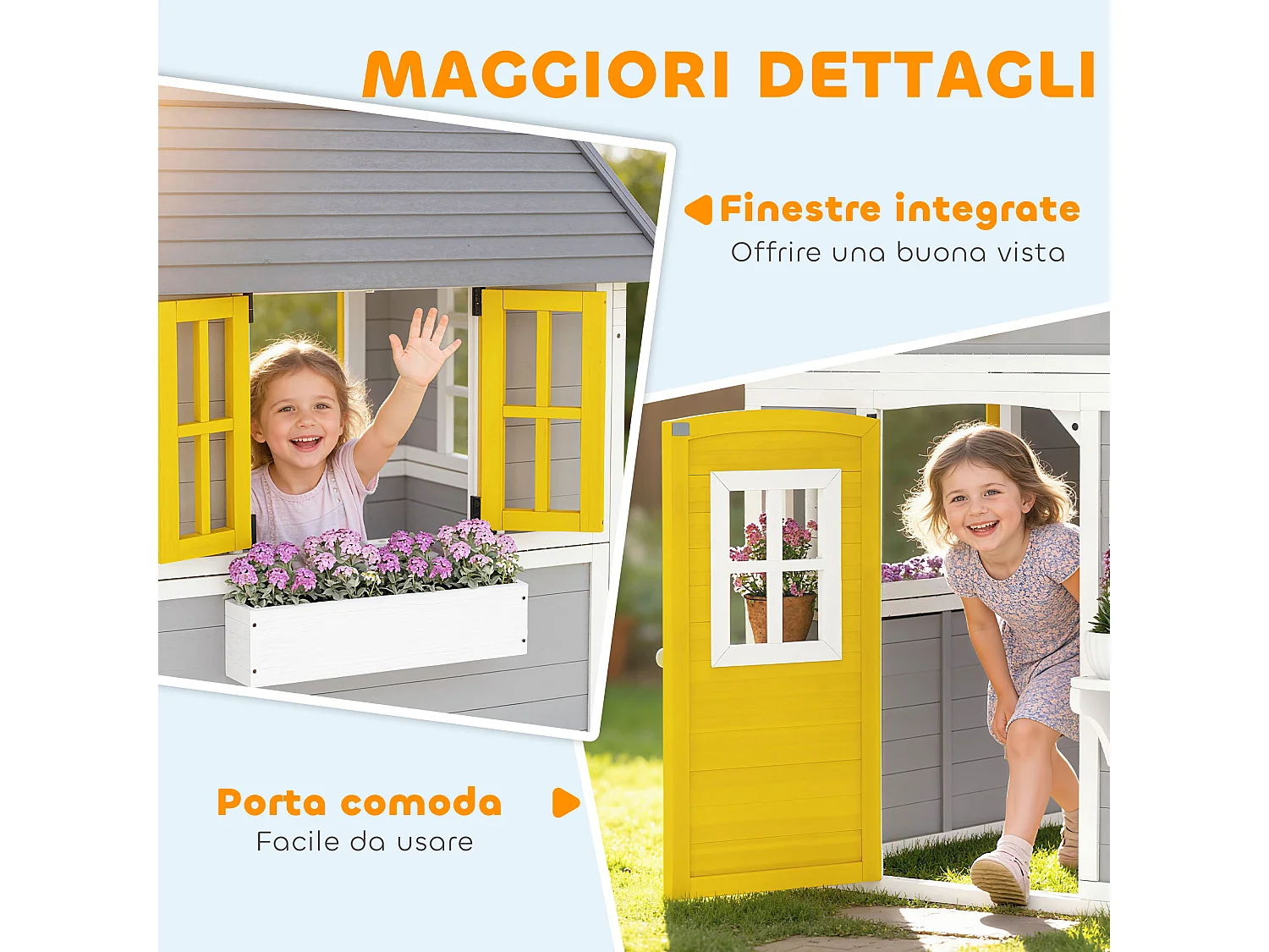Casetta da esterno per bambini in legno grigio
