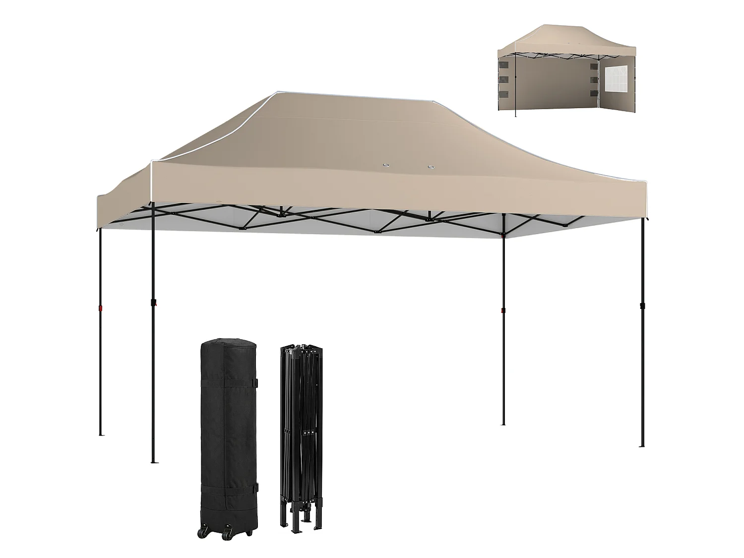 Gazebo pop up con pareti e finestre marrone sabbia