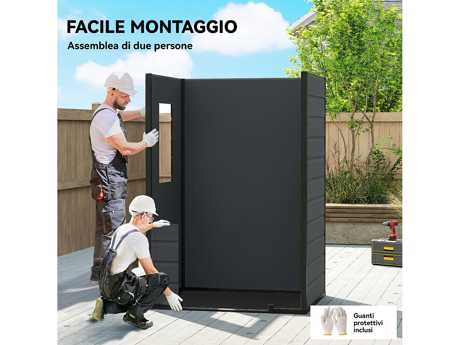 Casetta attrezzi a 2 ingressi 128x104x196cm grigio scuro