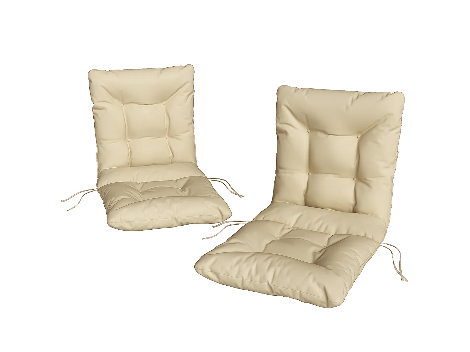 Set 2 cuscini per sedie da esterno in poliestere e cotone beige