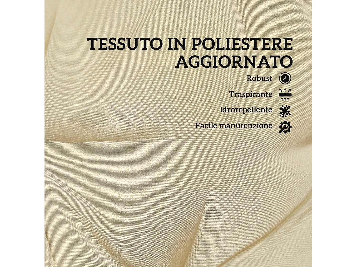 Set 2 cuscini per sedie da esterno in poliestere e cotone beige