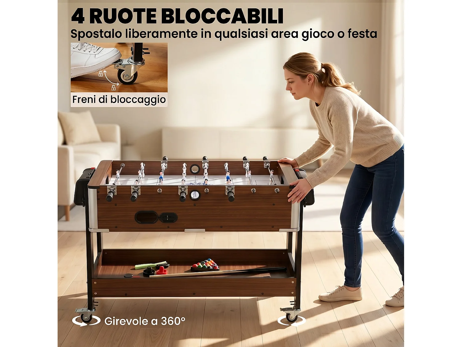 Tavolo multigioco 3 in 1 in mdf multicolore