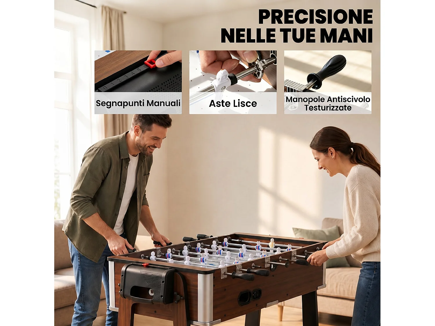 Tavolo multigioco 3 in 1 in mdf multicolore