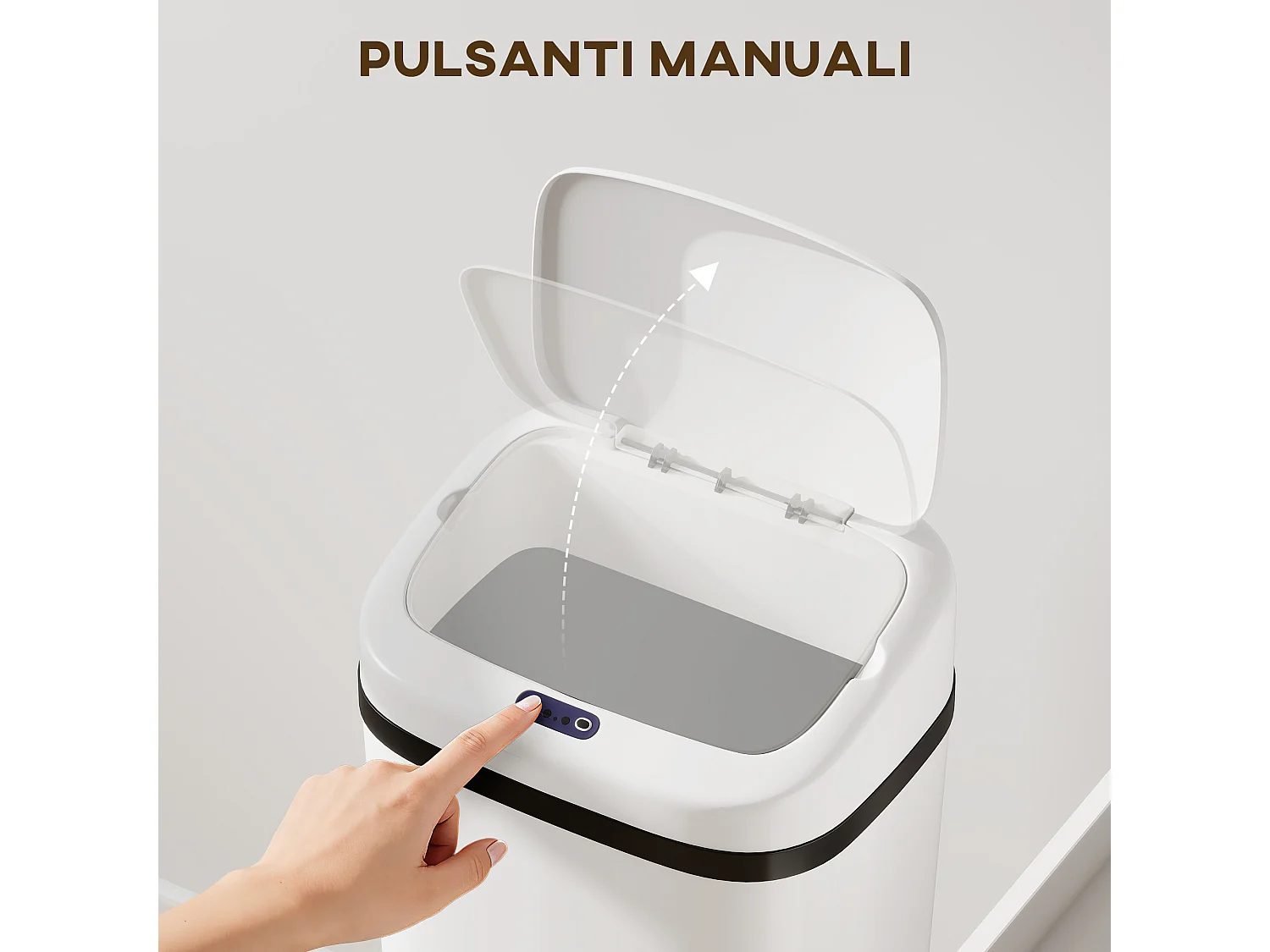 Pattumiera con sensore a infrarossi da 50l in acciaio inox bianco
