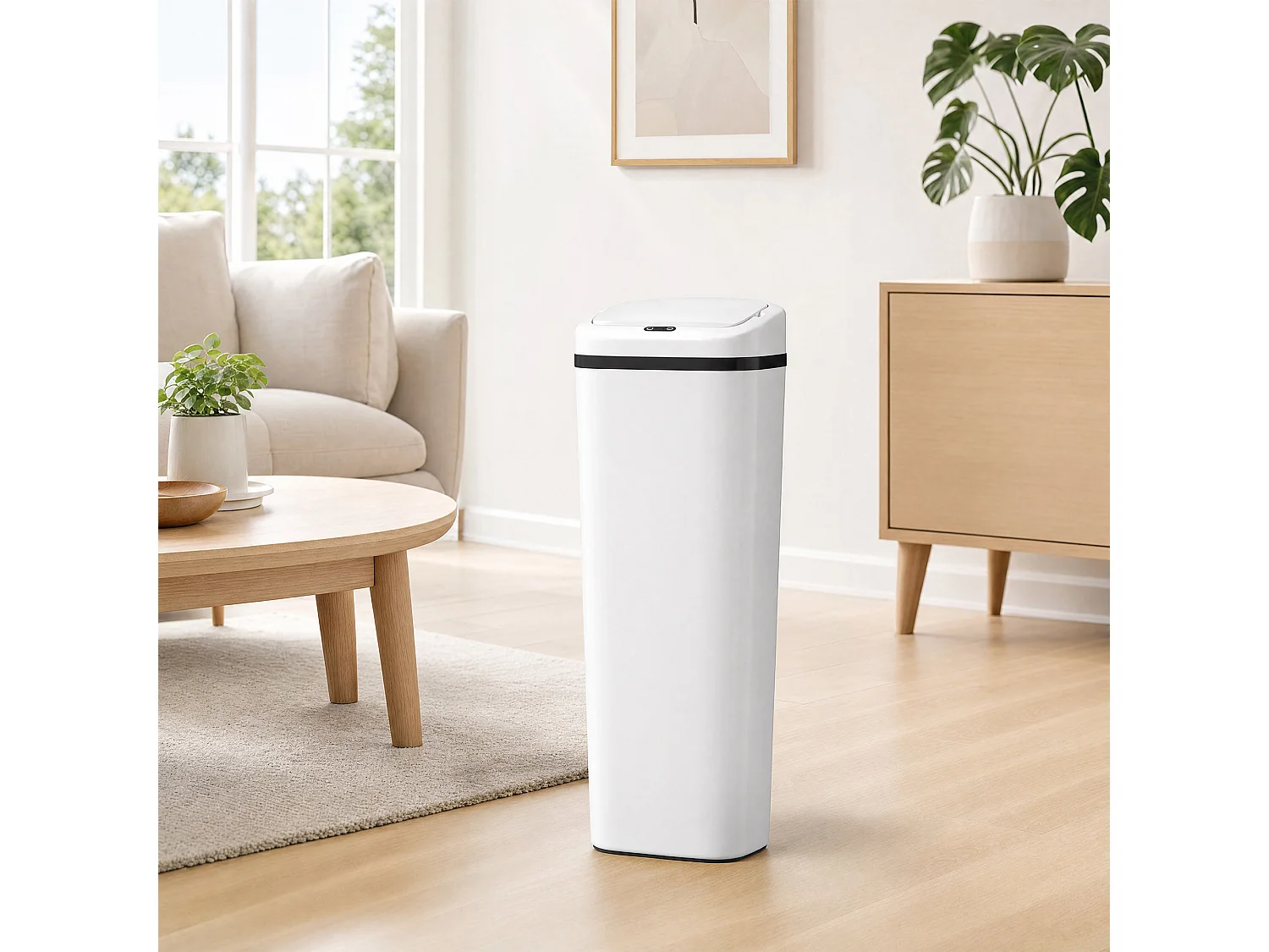 Pattumiera con sensore a infrarossi da 50l in acciaio inox bianco