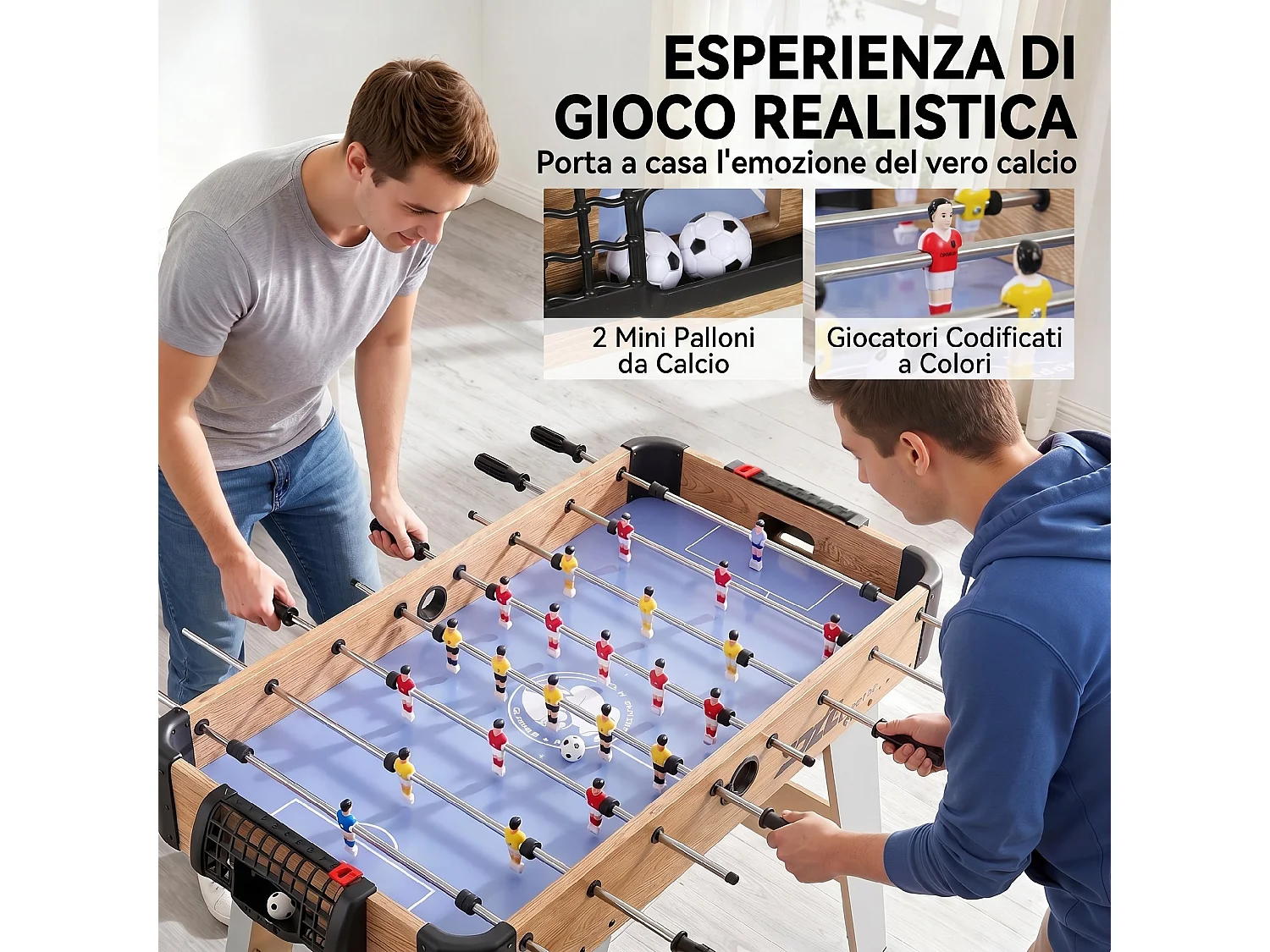 Calcio balilla freestanding per famiglia in mdf viola