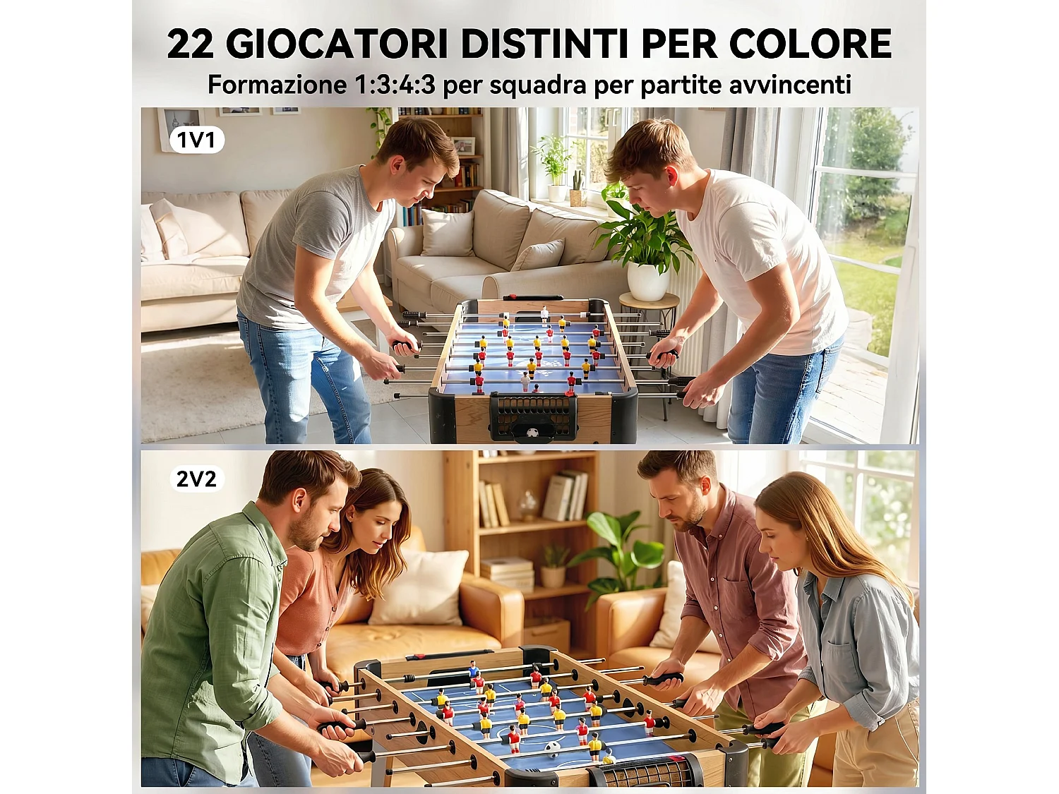Calcio balilla freestanding per famiglia in mdf viola