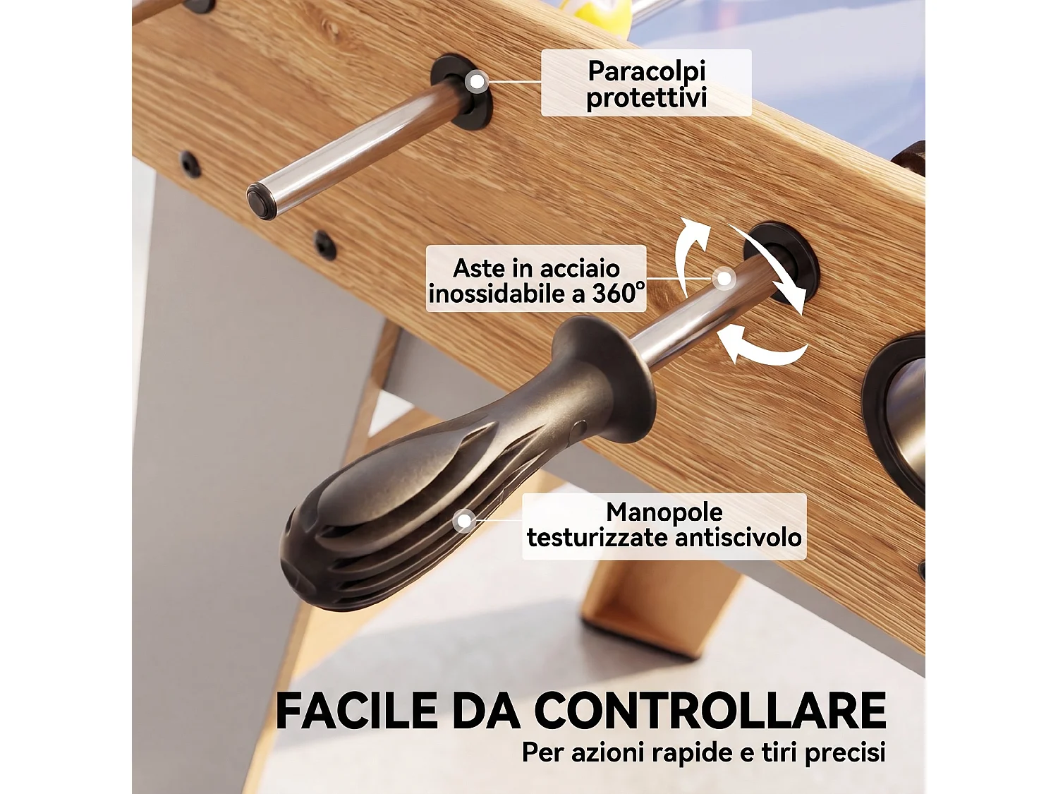 Calcio balilla freestanding per famiglia in mdf viola