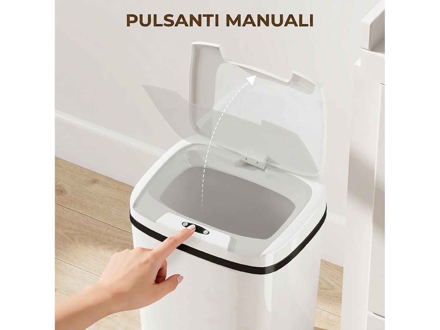 Cestino spazzatura con sensore a infrarossi da 15l in abs e pp bianco