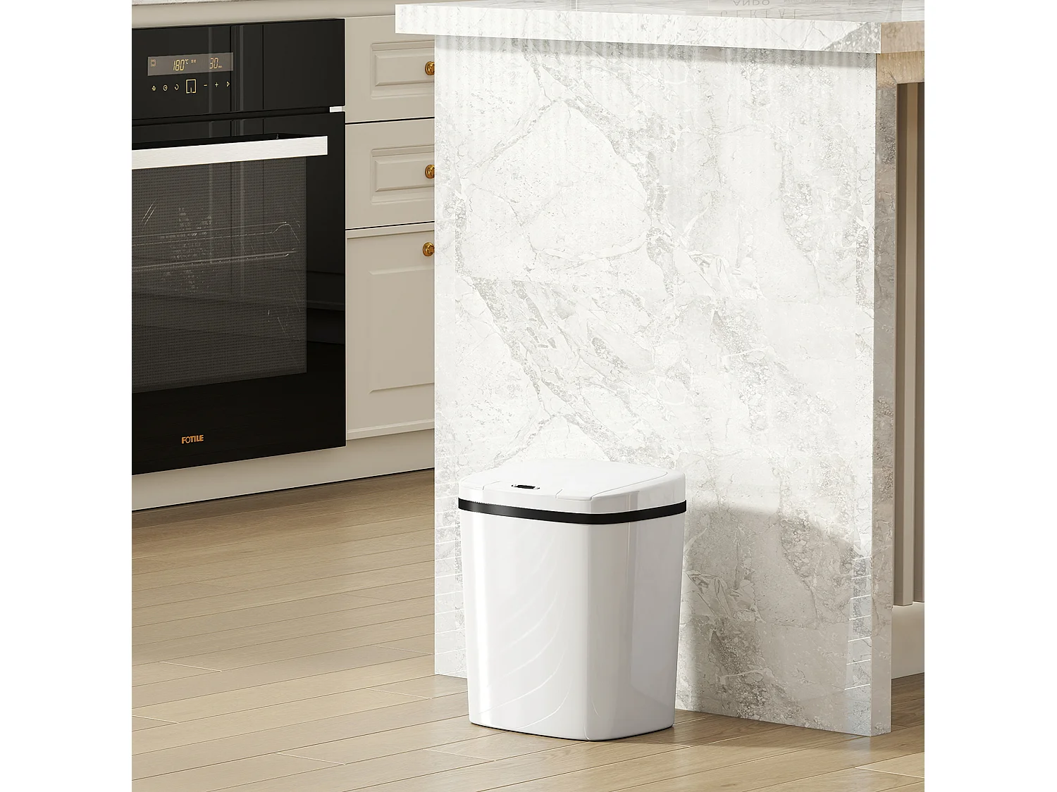 Cestino spazzatura con sensore a infrarossi da 15l in abs e pp bianco