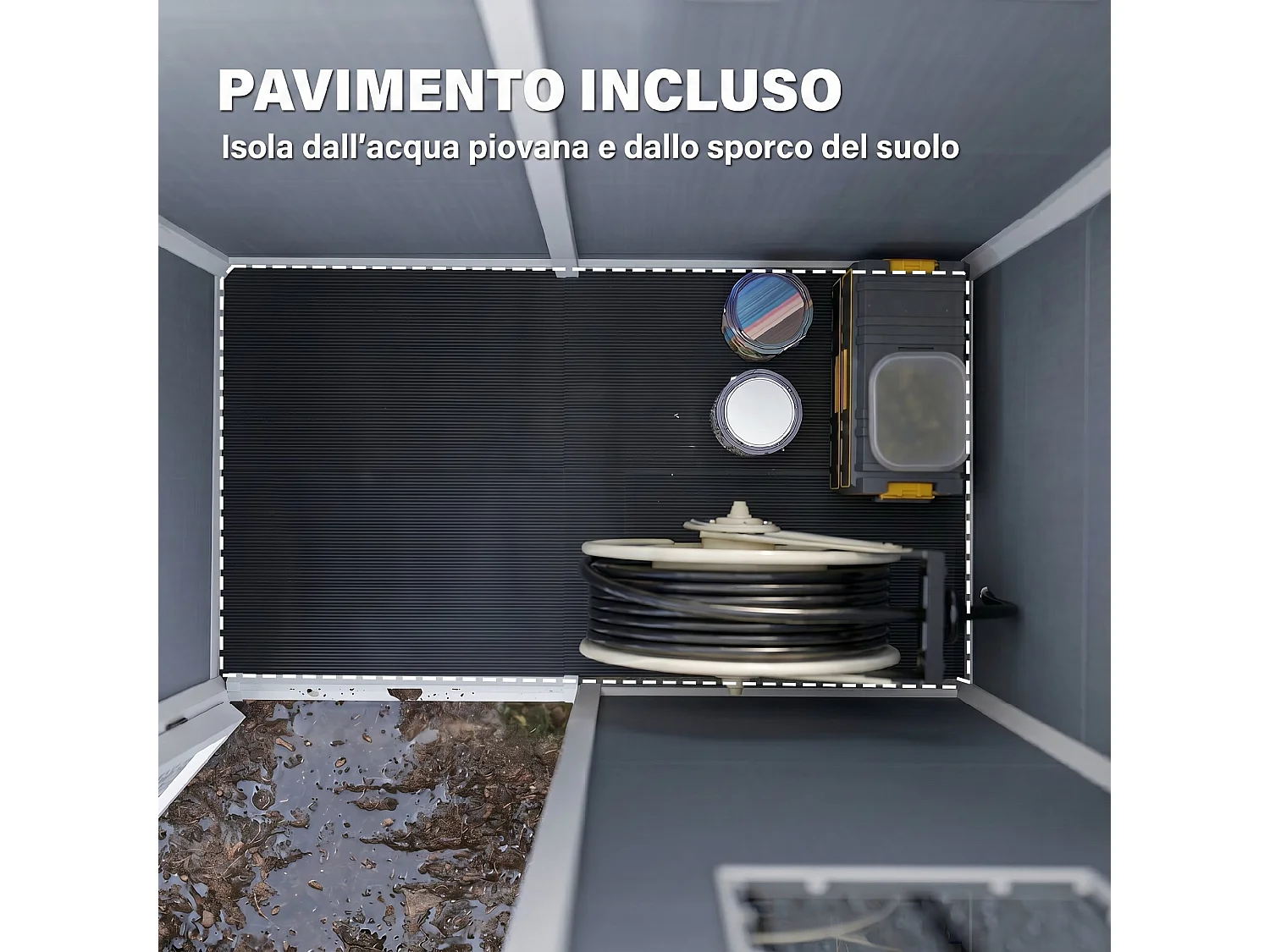 Casetta da giardino con finestra e porta bloccabile grigio