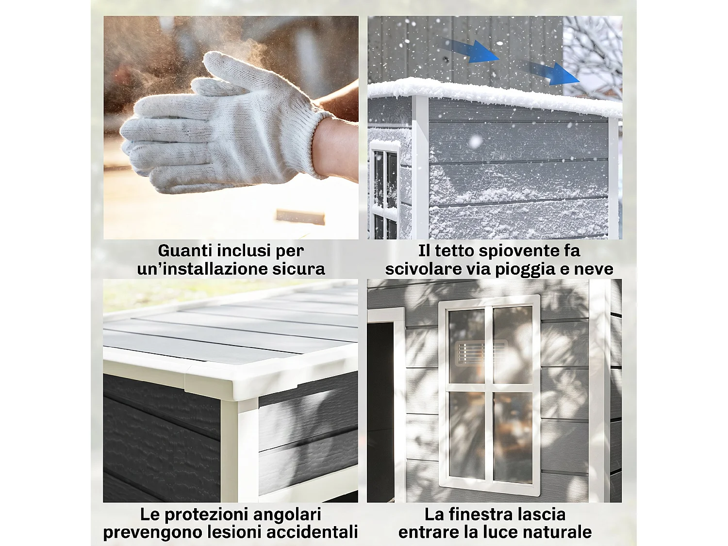 Casetta da giardino con finestra e porta bloccabile grigio