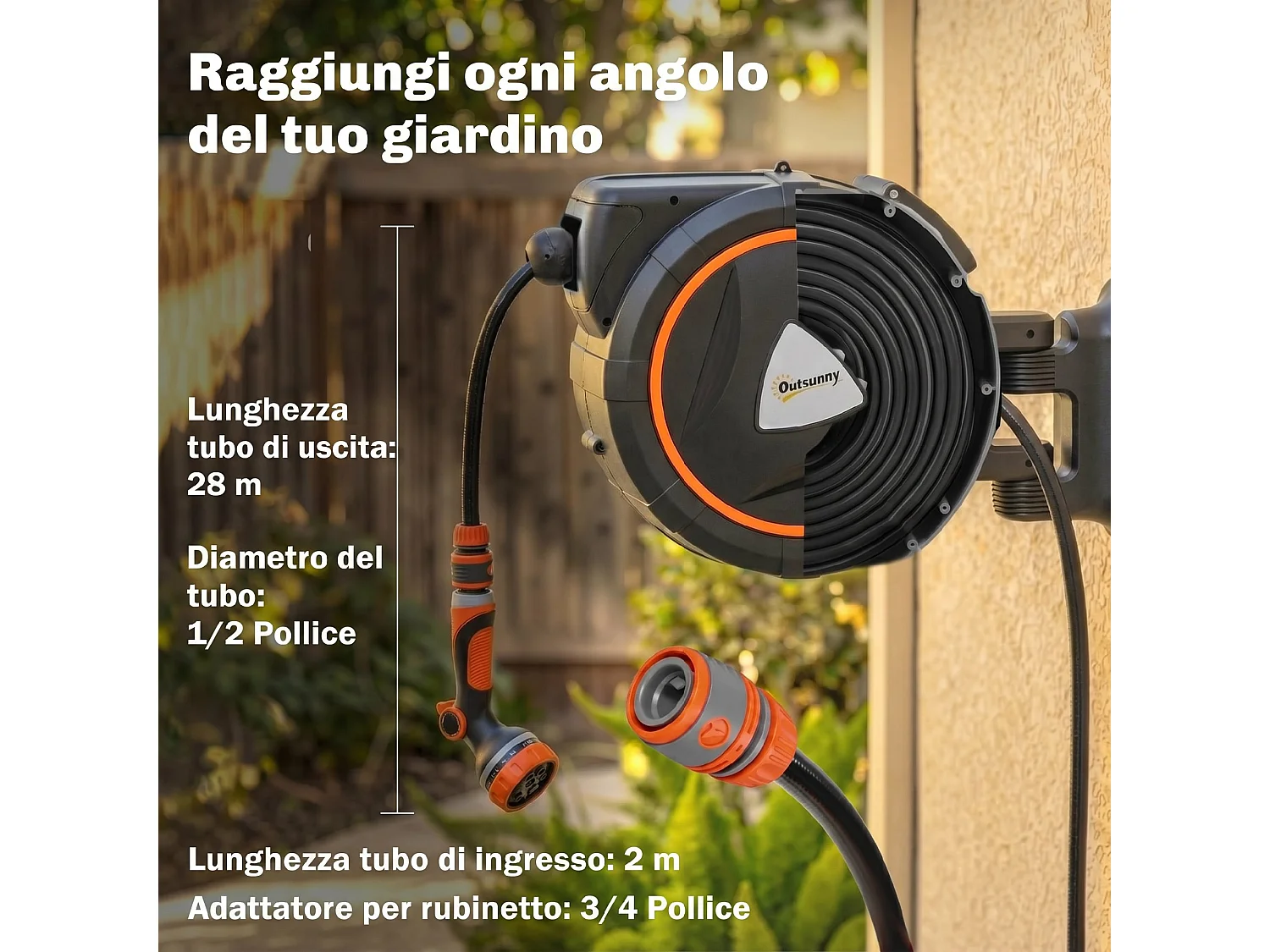 Avvolgitubo retrattile riavvolgimento automatico in plastica arancione