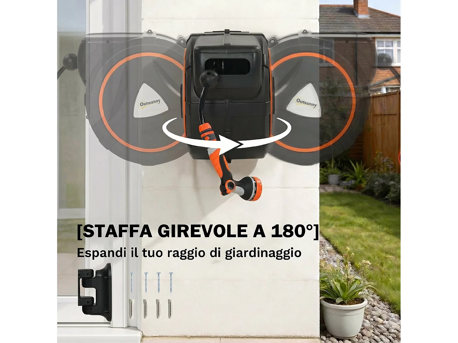 Avvolgitubo retrattile riavvolgimento automatico in plastica arancione